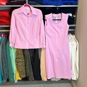 Vintage 70’s Bleeker Street pink long sleeve jacket $ sleeveless dress suit sz 4